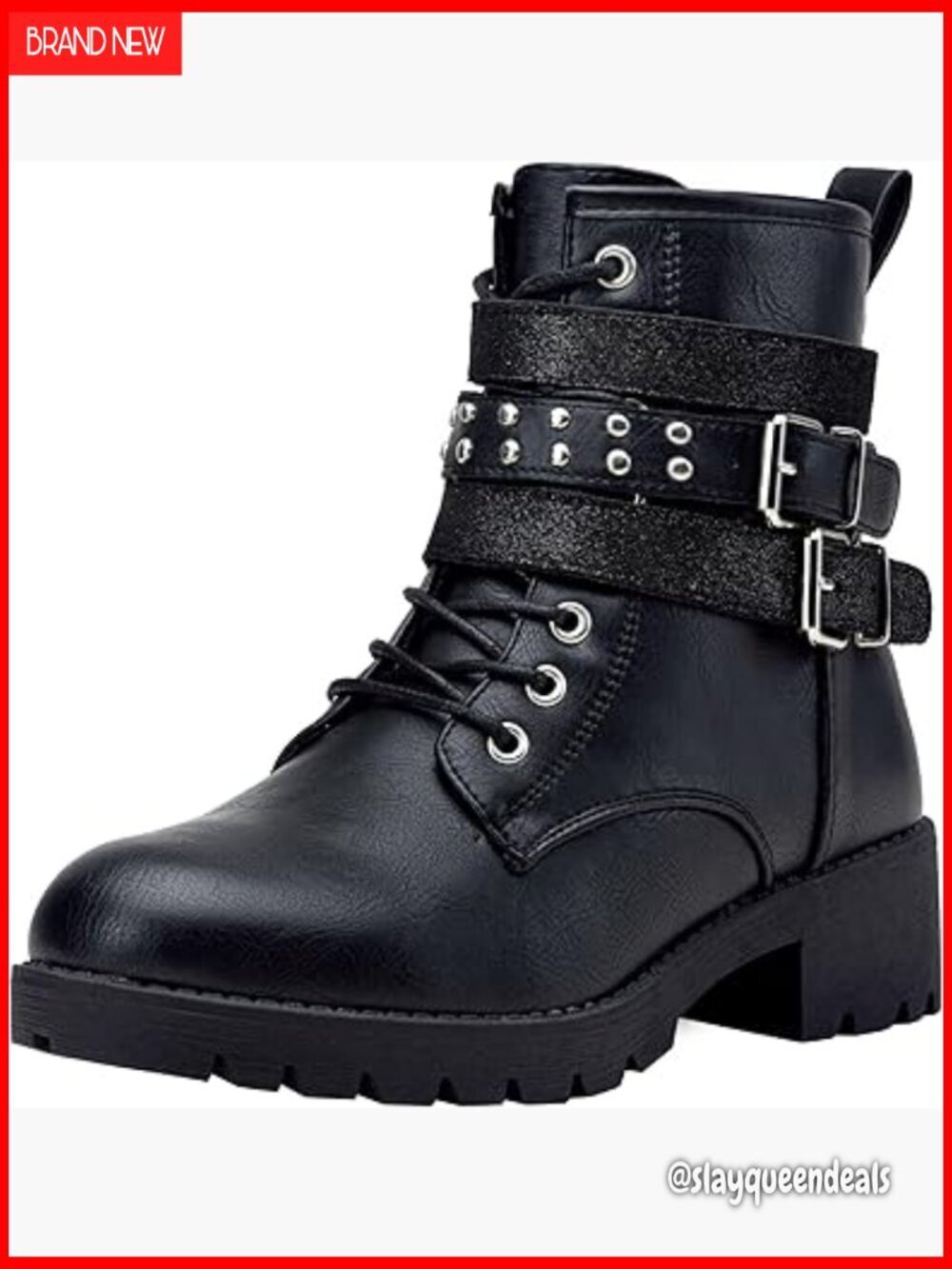 Women's Ankle Boots Combat Lace Up Booties with Inside Zipper